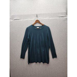 J. Jill Teal Long Sleeve Sweater Petite Cotton Blend Womens Professional Knitwea